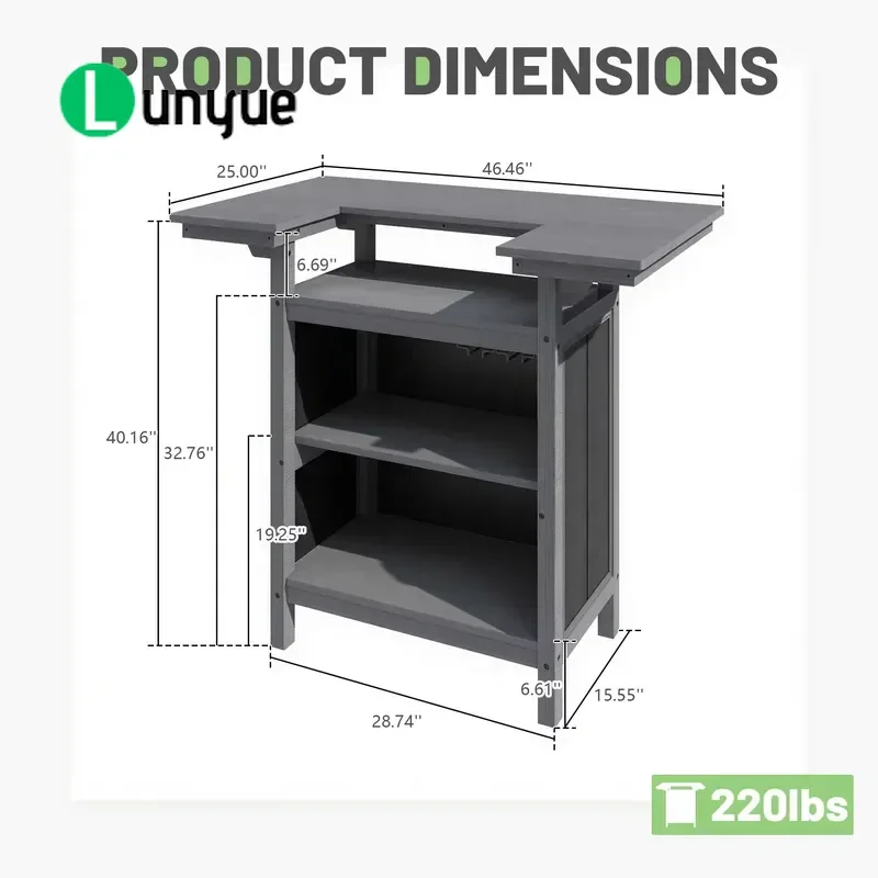 Aluminum Frame Outdoor Bar Table for Patio Terrace Backyard Kitchen Island Entertainment Weather Resistant Modern Design