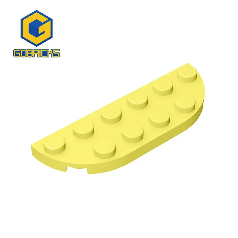 Gobricks 10PCS Bricks Plate Round Corner 2 x 6 Double Compatible With 18980 Toys Assembles Building Blocks Technical Parts