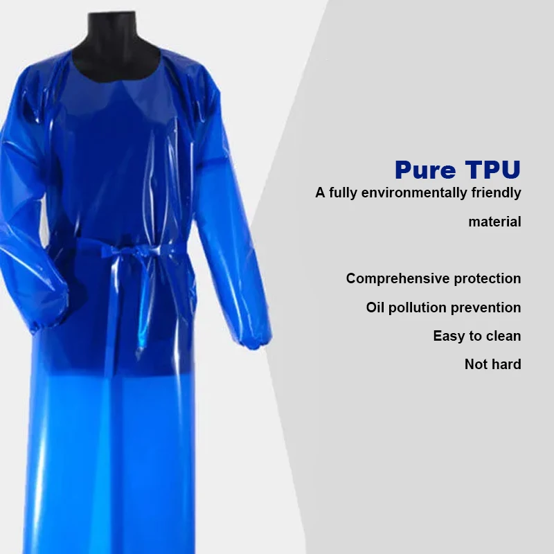 

Blue TPU Thickened Plastic Overalls Waterproof Oil Proof Long Sleeves Apron Protective Clothing Aquatic Industry Cleaning Tool