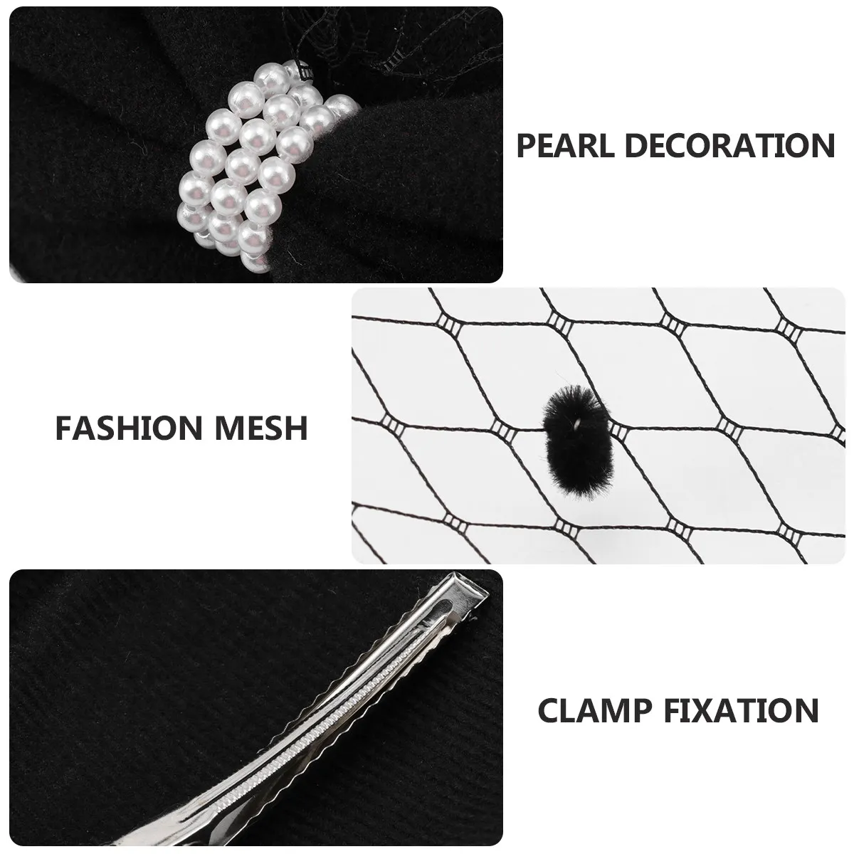 

Small Hat Hair Clip Delicate Wool Net Yarn Tophat Hairpin for Party Wedding Engagement Hair Accessories