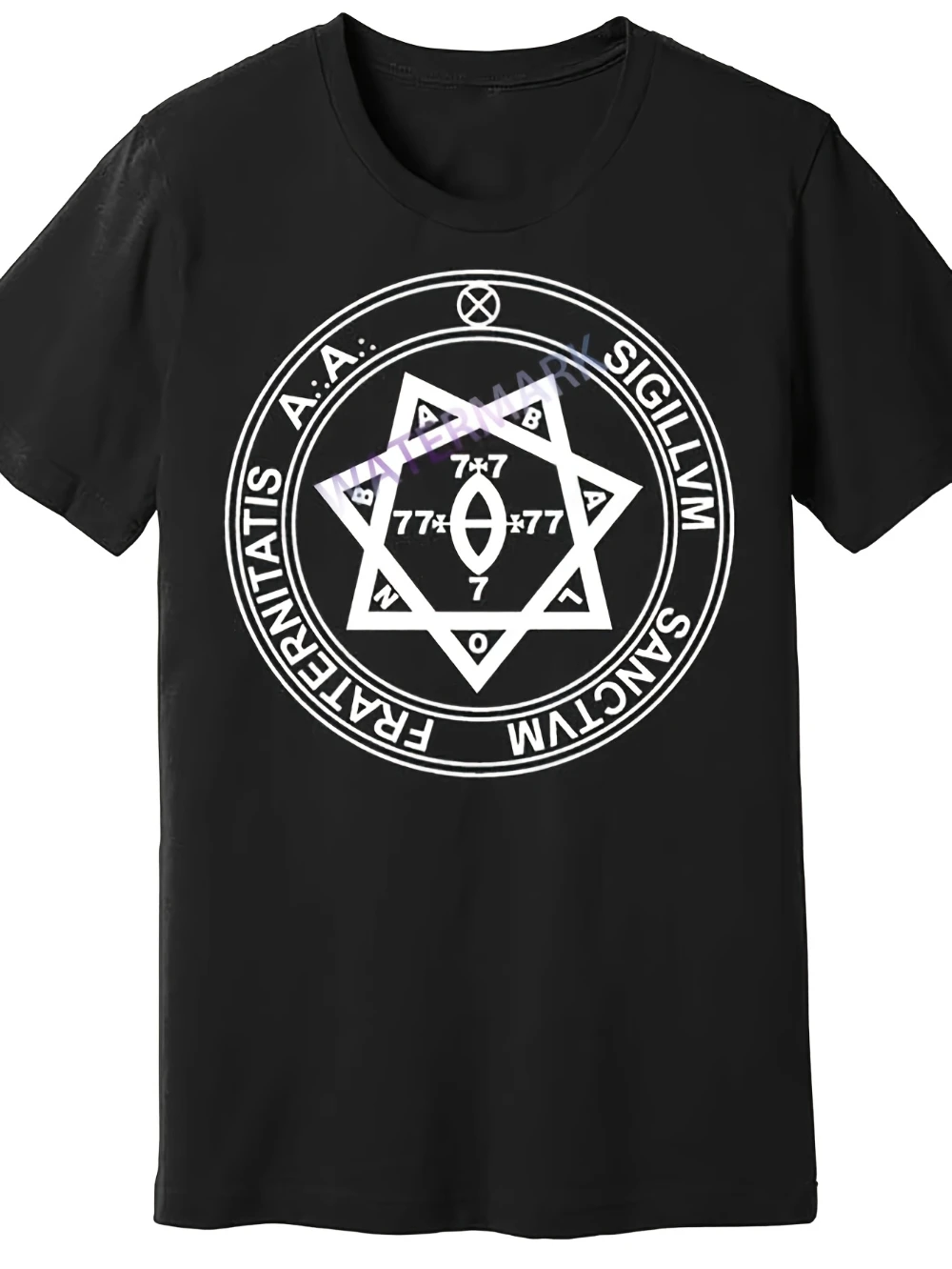 Camiseta Oculta para Hombre, Diseño Crowley Thelema Magick, Símbolo del Sello Argentum Astrum AA, Inspirada en Will Crowley, Esotérica, Negra, Corte Ajustado, Manga Corta