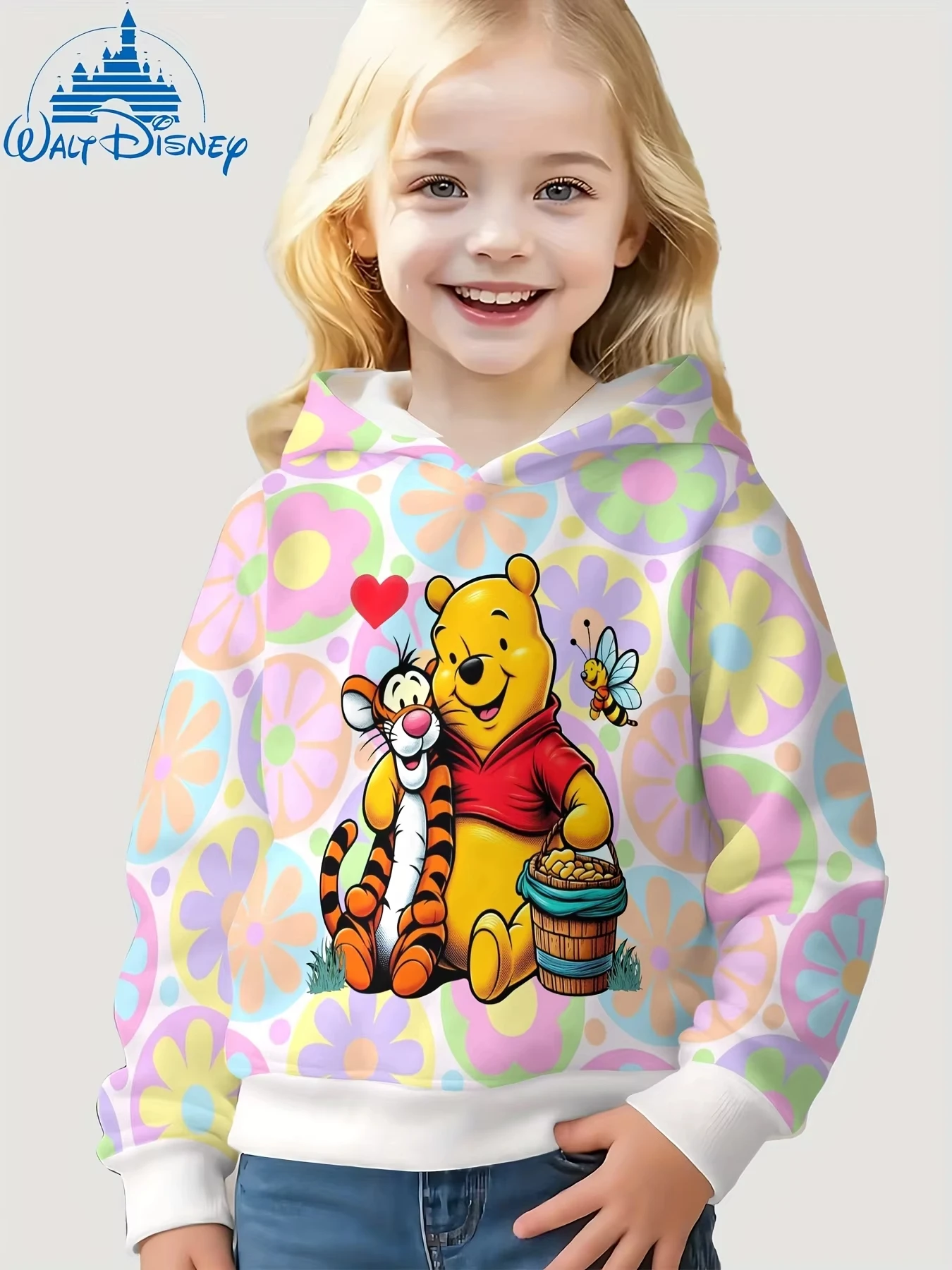 سترة بغطاء للرأس للأطفال مطبوعة من Winnie the Pooh، بلوفر يومي كاجوال للخريف والشتاء، بلوزة مريحة ودافئة للأولاد والبنات في المدرسة في الهواء الطلق #1