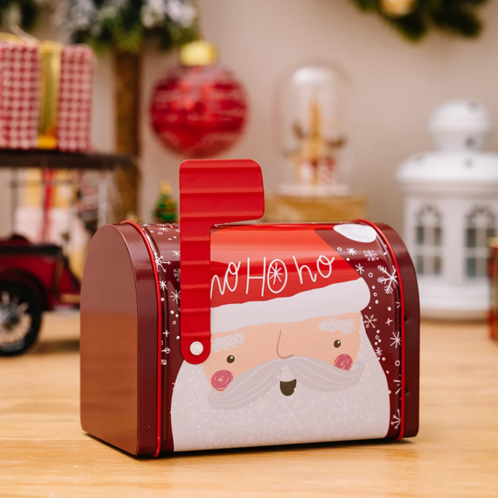 Metal Christmas Candy Box Christmas Theme Gifts Boxes Mailbox Craft Iron Storage Box Gifts Tins Kids Gifts Xmas Ornaments