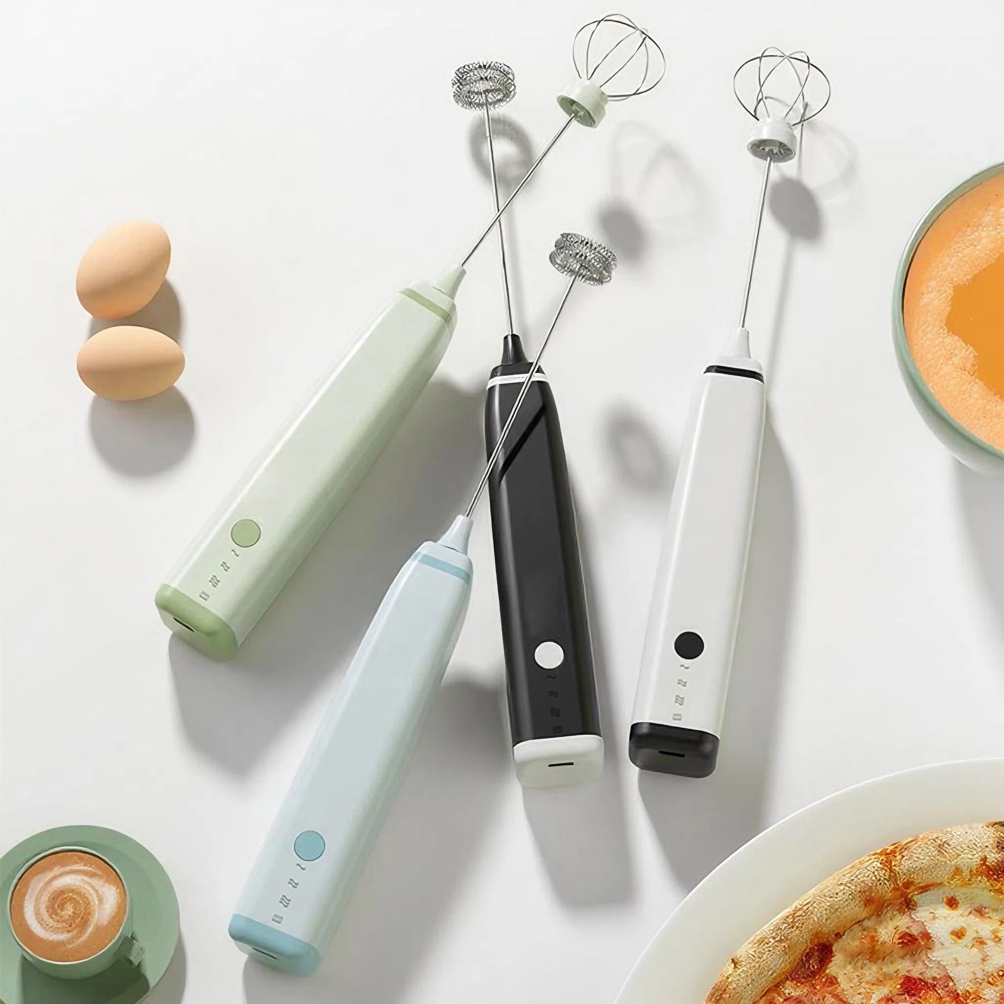 Powerful Milk Frother for Coffee Fast Handheld Drink Mixer with Stainless Steel Whisk Rechargeable Hand Frother Stirrer Wand