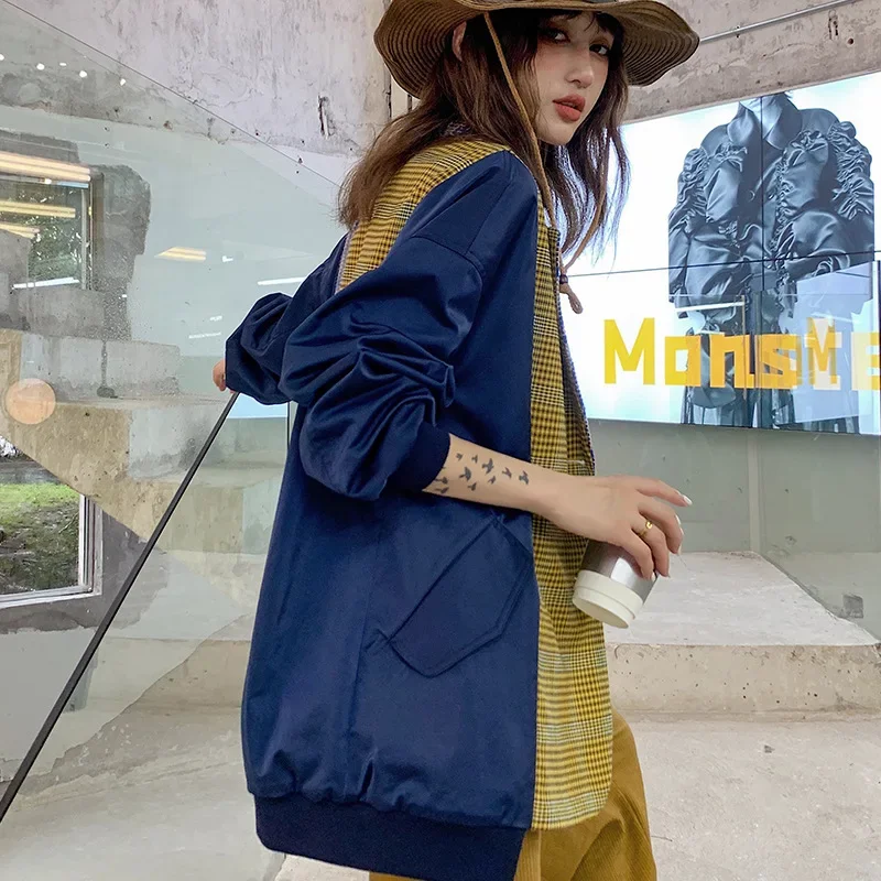 SuperAen New Design Sense Fashion Suit Spring New Loose Color Contrast Splicing Single Breasted Blazer Jacket Coat