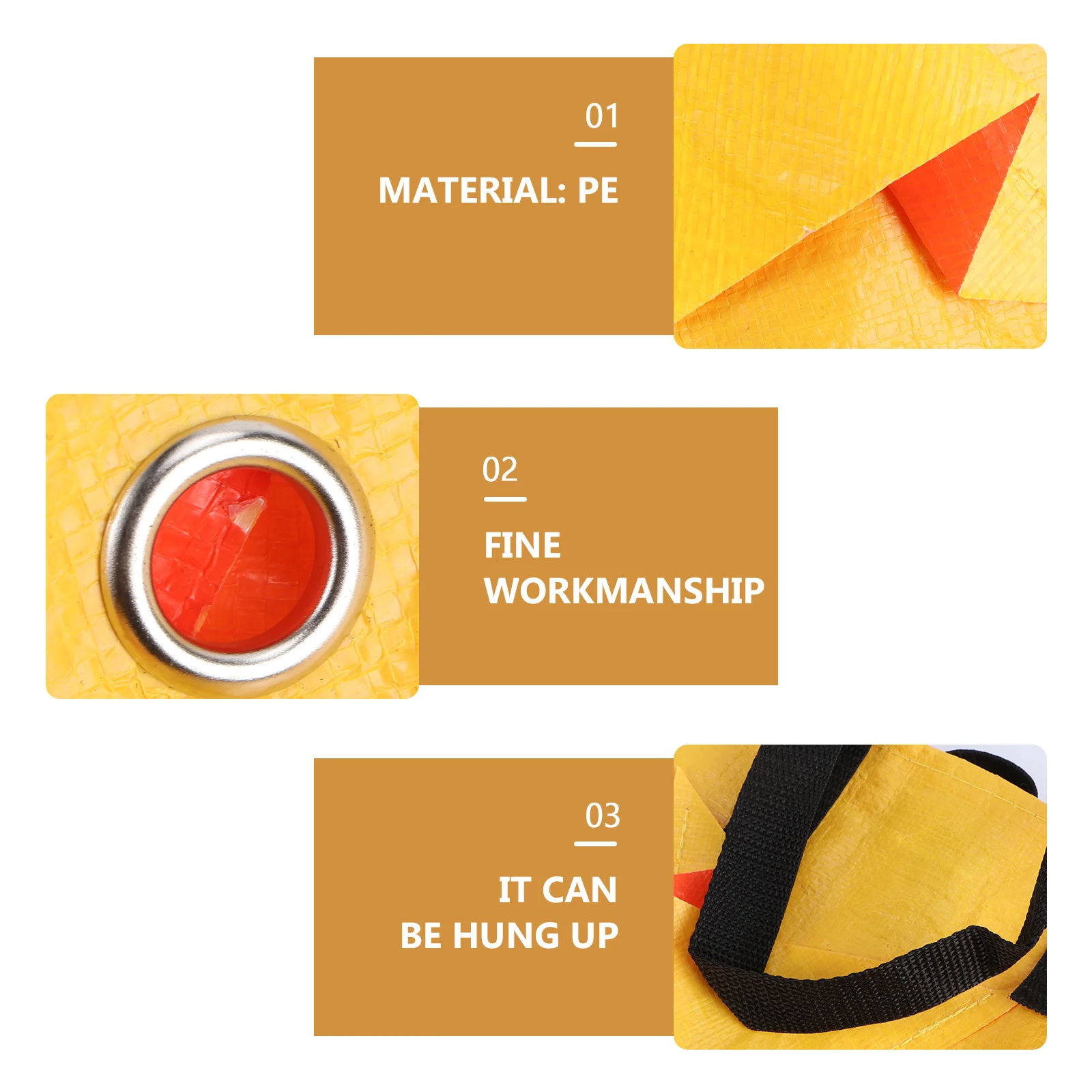 

1pc 3 Gallon Strawberry Planting Bag Yellow Pe Multi-Pocket Hanging Garden Pouch Vertical Herb Planter Wall Mount Succulent