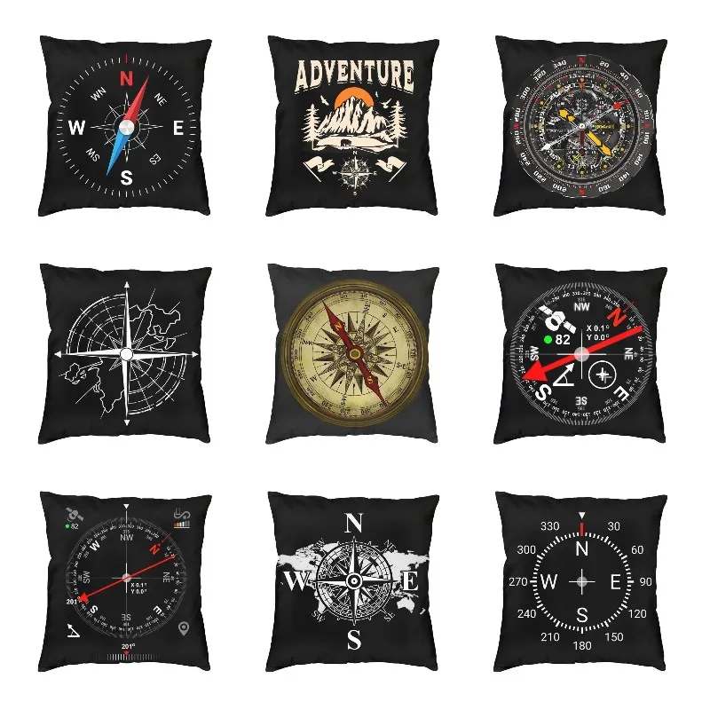 Luxury Smart Compass Cushion Cover Polyester Direction Nautical Throw Pillow Case Home Decor Pillowcase