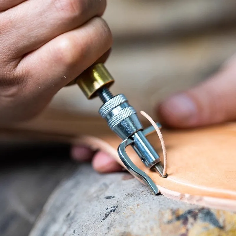 1.6mm Goodyear Welt Grooving Tool - Pear Wood Handle Sole Channel Cutter For Shoemaking | Heavy Duty Leathercraft Chisel
