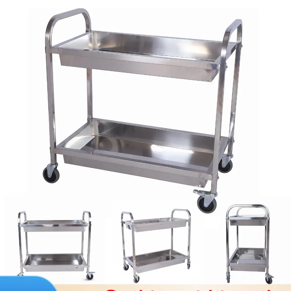 

Тележка-этажерка из нержавеющей стали с ручкой и колесами для коммерческих кухонь, ресторанов, отелей и гаражей