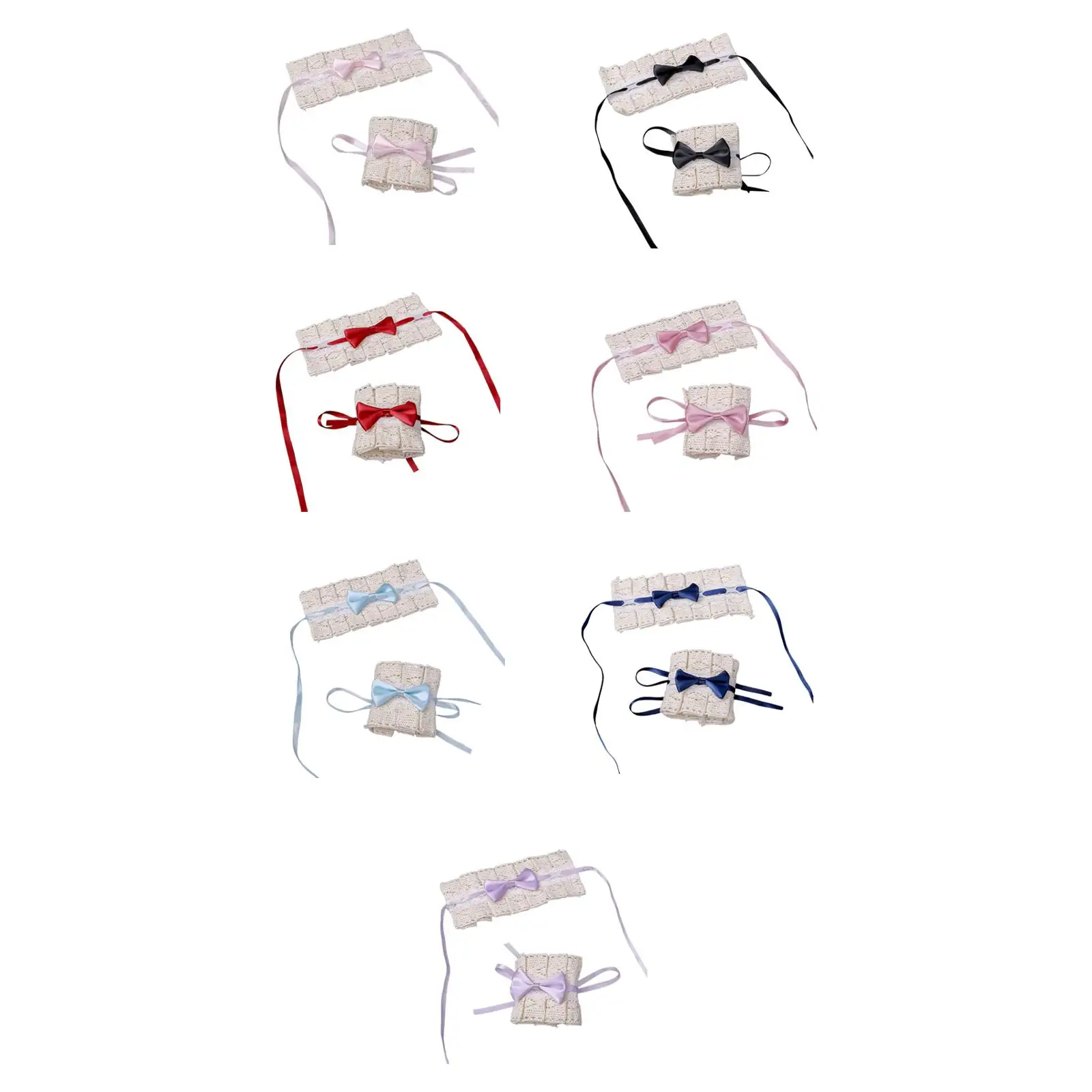 Polsini da polso Lolita Bracciale con finiture in pizzo increspato Bowknot Anime Cameriera Accessori cosplay per donne Ragazze Puntelli per feste Matrimonio