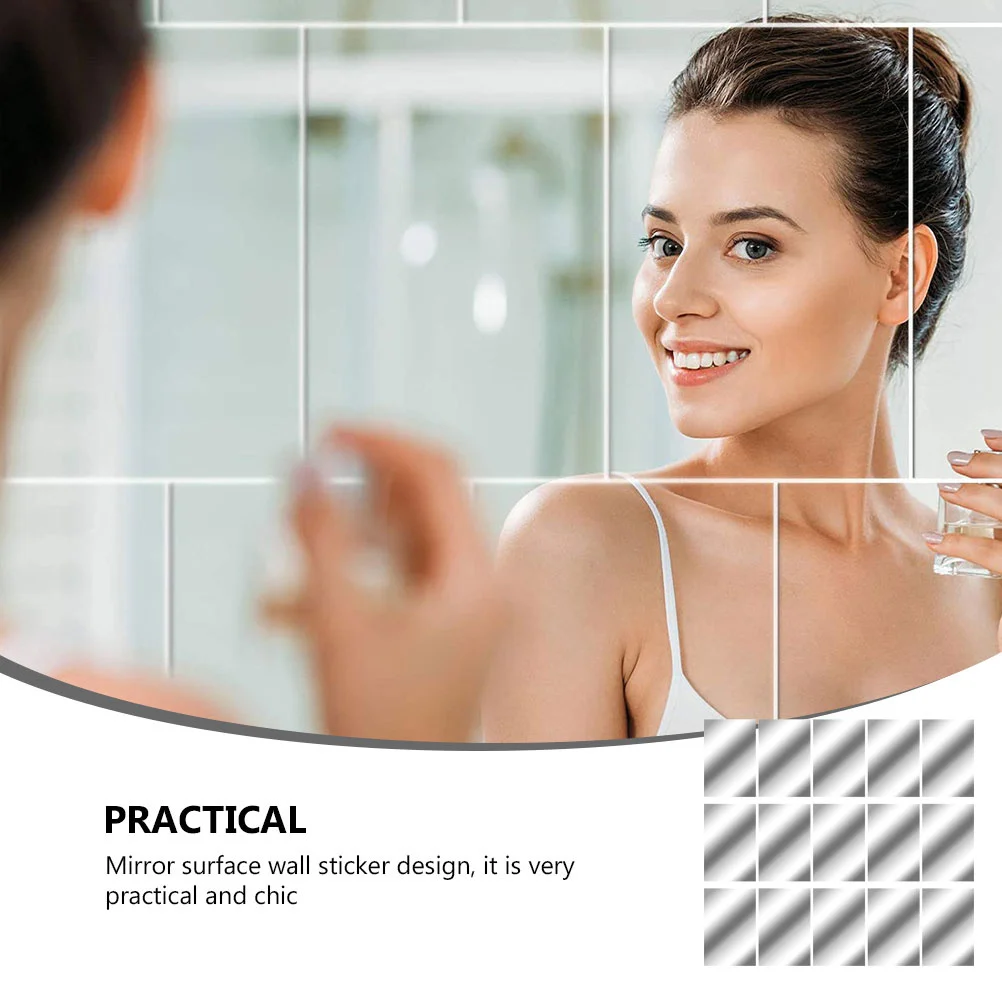 

15Pcs Mirror Sticker DIY Pet Reflection Films Silver Wall Mirror Decals Waterproof Creative Tile Decals Home Decoration
