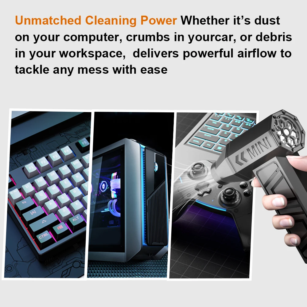 سيارة تهب الثلوج 130000 RPM Turbo Jet Fan 4 Gears قابل للتعديل المحمولة Type-C شحن تنظيف منفاخ أداة منفضة الهواء الكهربائية