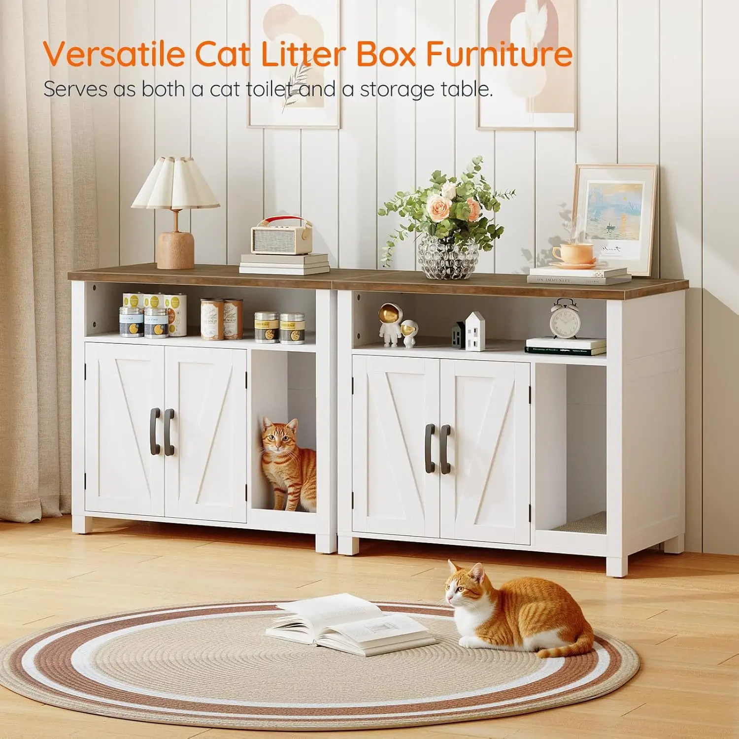 Wooden indoor hidden cat litter fence multi-function
