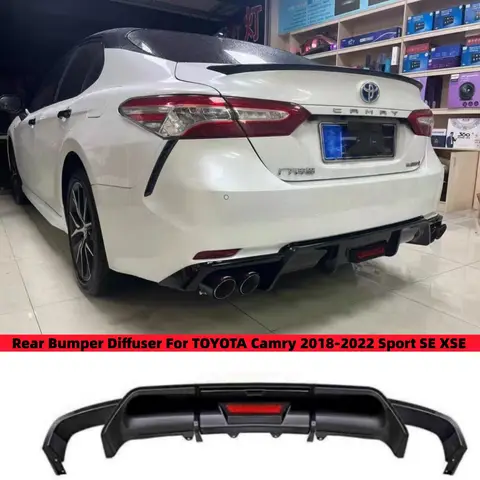 For TOYOTA Camry Sport SE XSE 2018 2019 2020 2021 2022 2023 Automobile Rear Bumper Diffuser Lip Splitter with LED Light Body Kit