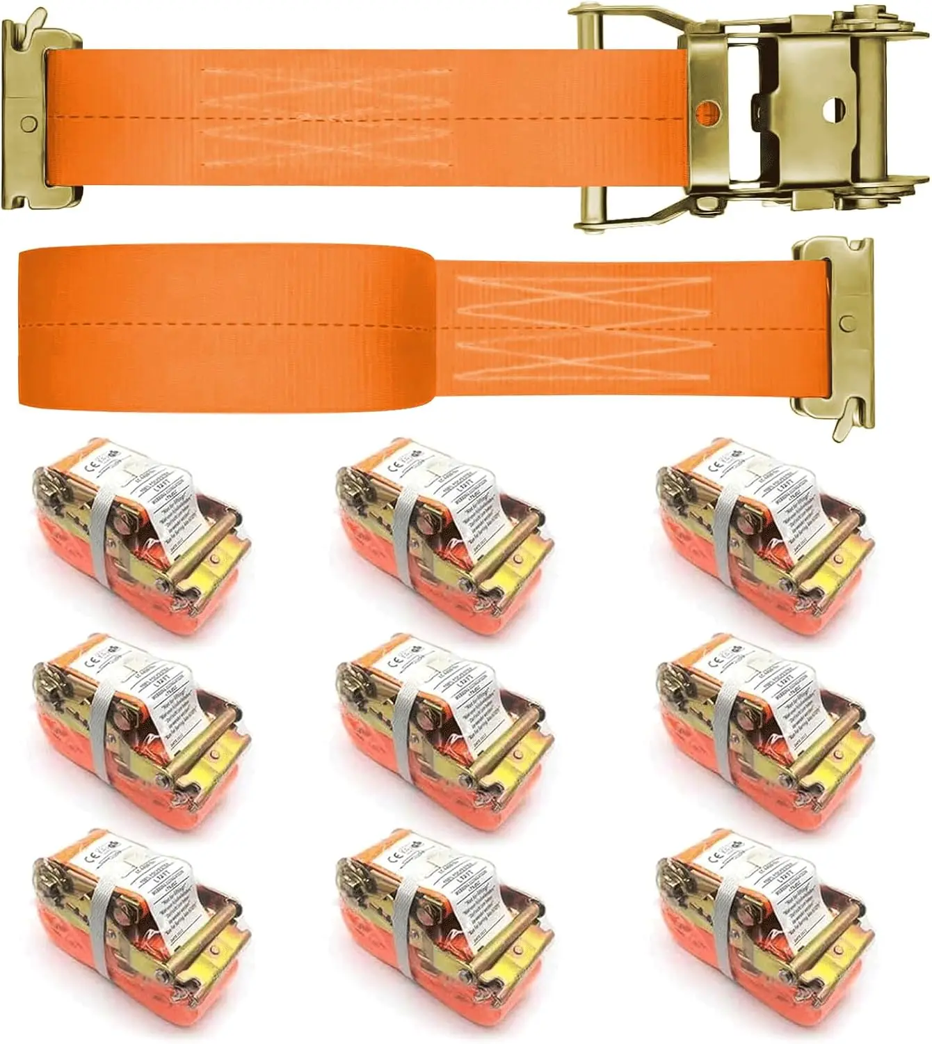 Paquete de 10 Correas de Amarre Resistentes para Rieles E-Track, 12 pies de Largo, Carga de Rotura de 4400 lb, Ideales para Accesorios de Camionetas y Camiones de Caja
