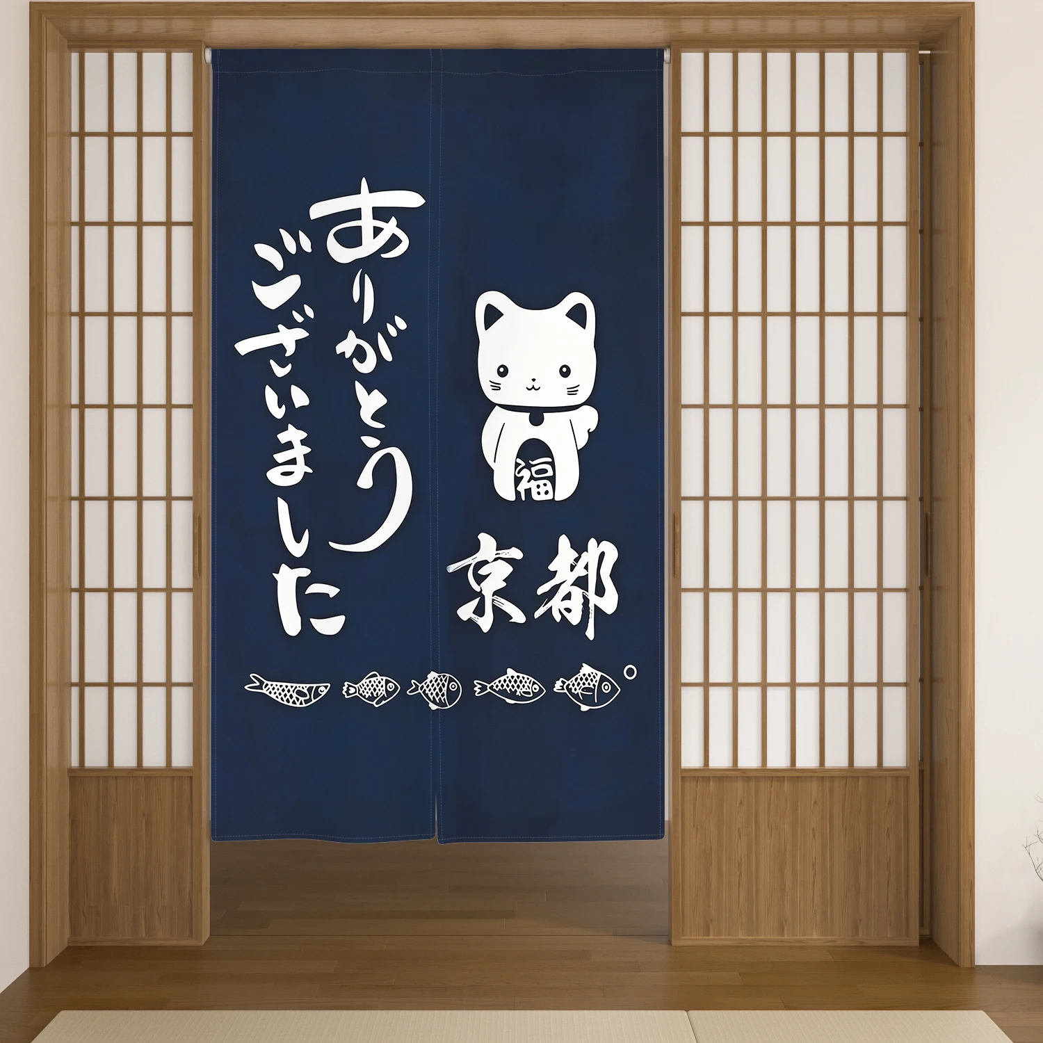 日本の能縫いドアカーテン招き猫鯉魚居酒屋ダイニングルーム仕切 - Noren Curtain Doorway のレビューと価格