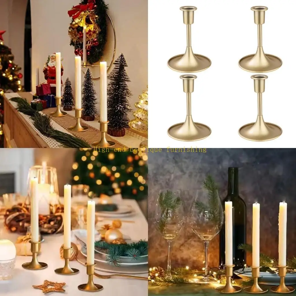 

L9NB 4 шт. элегантный позолоченный декоративный подсвечник, набор подсвечников и держателей