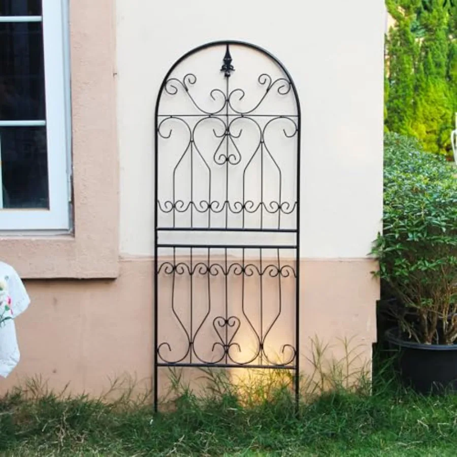 Outdoor Climbing Plant Trellis For Roses, Ivy, Clematis: 59 H  22 w Metal Structure With Weather-Resistant Black Finish And Un
