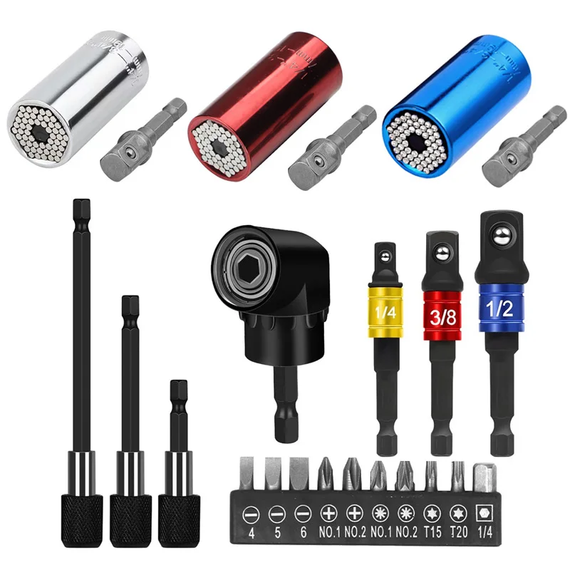 

Универсальный набор инструментов для гаечных ключей, профессиональные наборы инструментов 7 мм-19 мм с адаптером для электрической дрели для мужчин, подарок на день рождения для отца, удобный своими руками