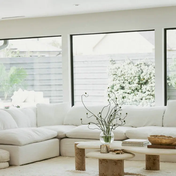 #Contemporary Luxury White Down Feather Boucle Velvet Sofa U Shaped Fabric Couch Modular Cloud Sectional Couches for Living Room