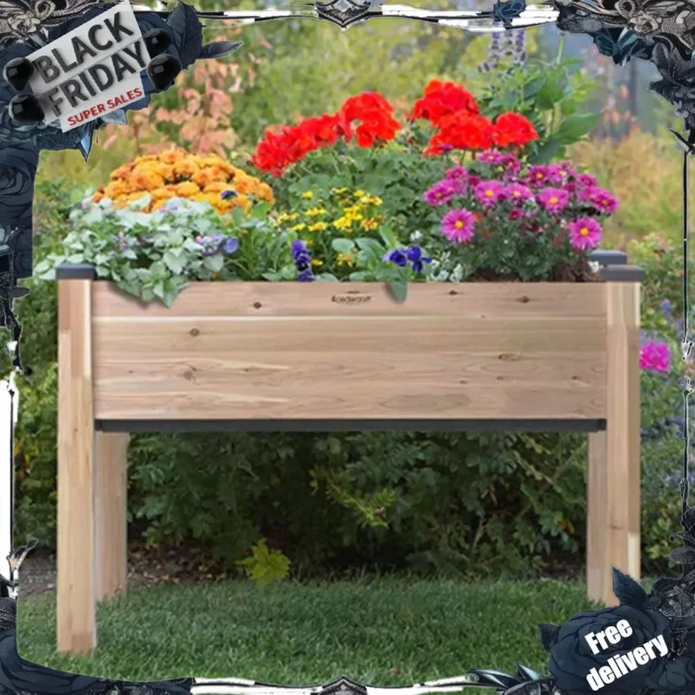 Convenient Self-Watering Elevated Cedar Planter 23