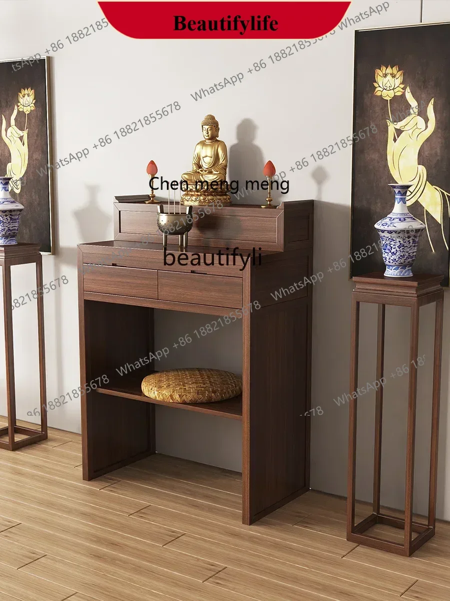 z183   Solid Wood Altar Cabinet Simple Buddha Shrine Buddha Niche Guanyin God of Wealth Buddha Cabinet Prayer Altar Table