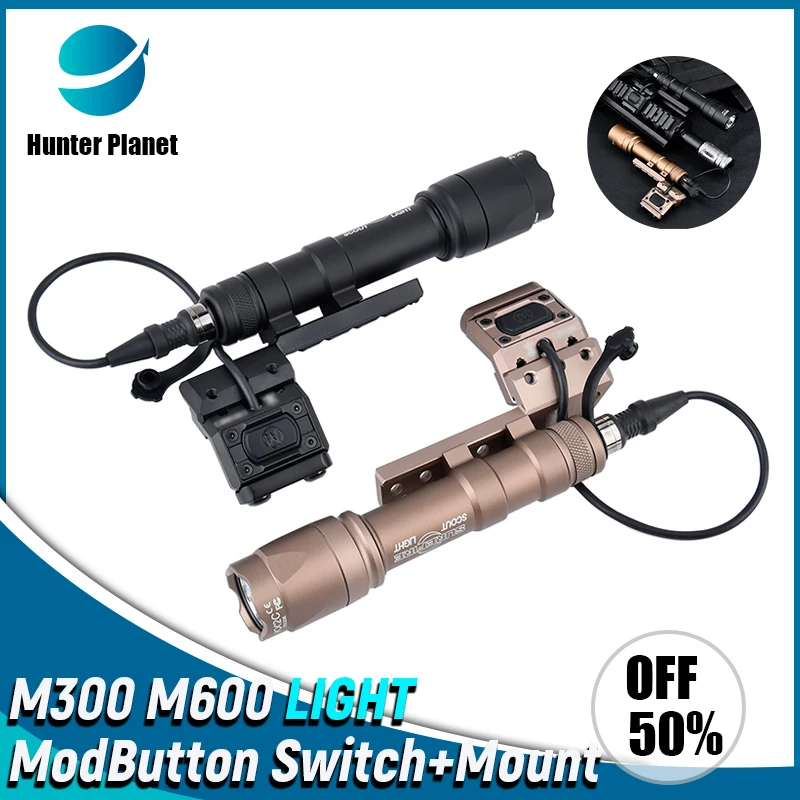 

Tactical UN Flashlight LightWing Adapter Base Left And Right Side Scout Light Mount Surfire M600 M300 Fit ModButton Airsoft FUSI