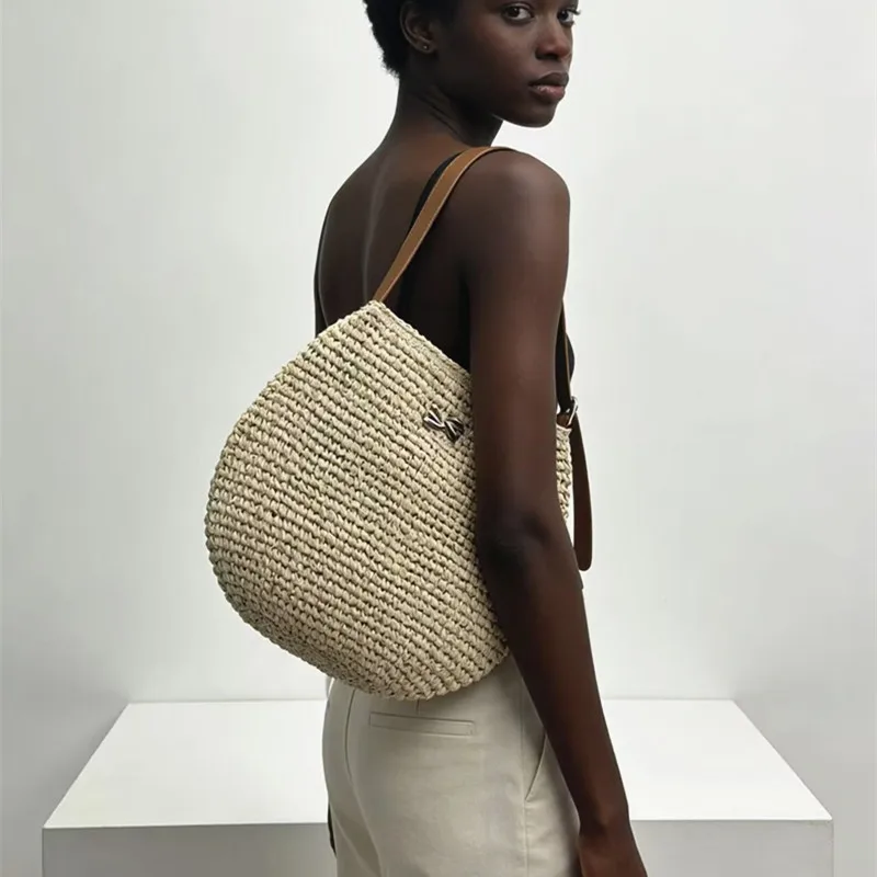 

Luxury Designer Beach Bag Women's Shoulder Bag Summer Straw Woven Handbag Large Capacity Ladies Handmade Rattan Tote Bags