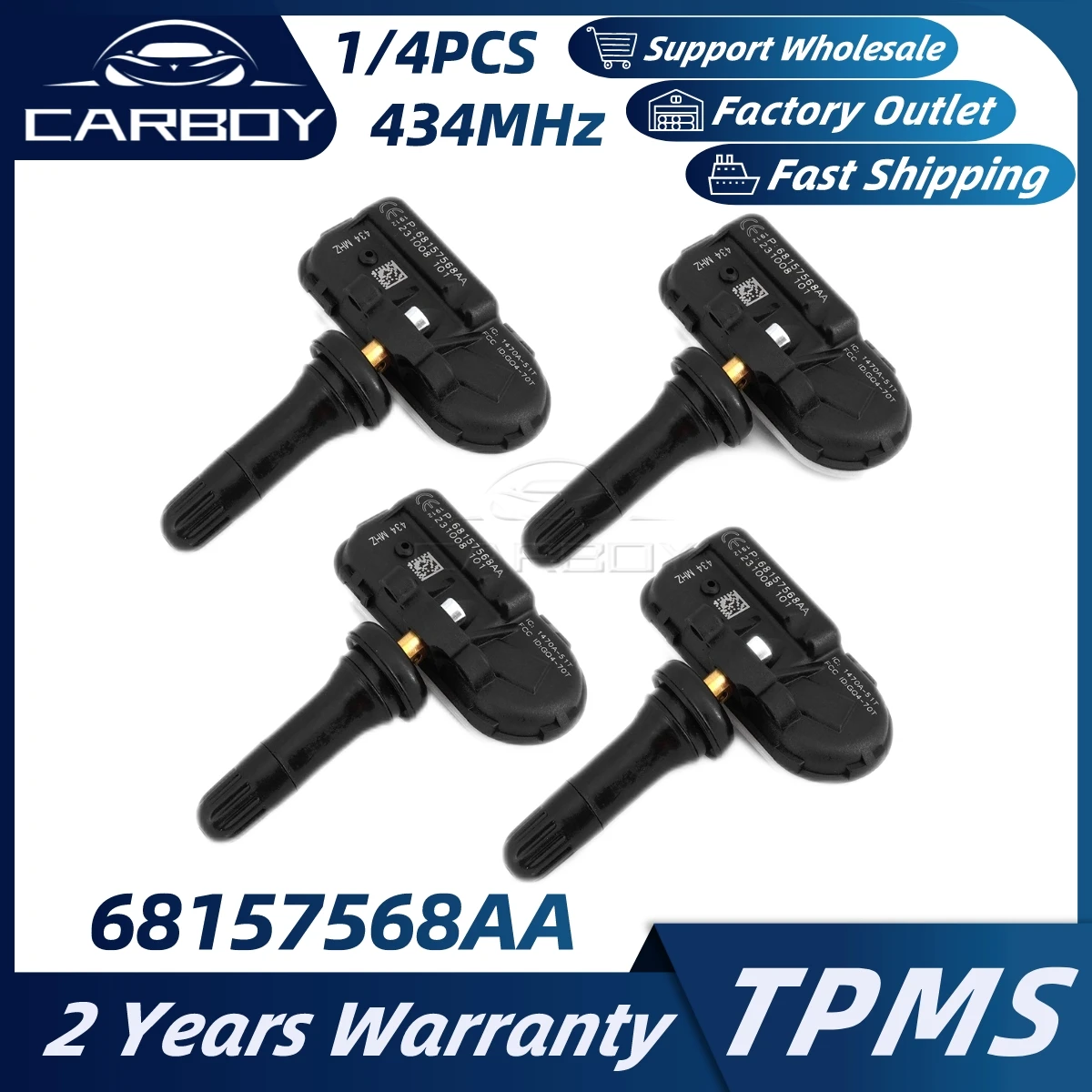 

68157568AA 68157568AB TPMS Tyre Pressure Sensor For RAM Cargo van 1500 2500 3500 Jeep Cherokee 434MHz 1/4PCS Digital Manometer