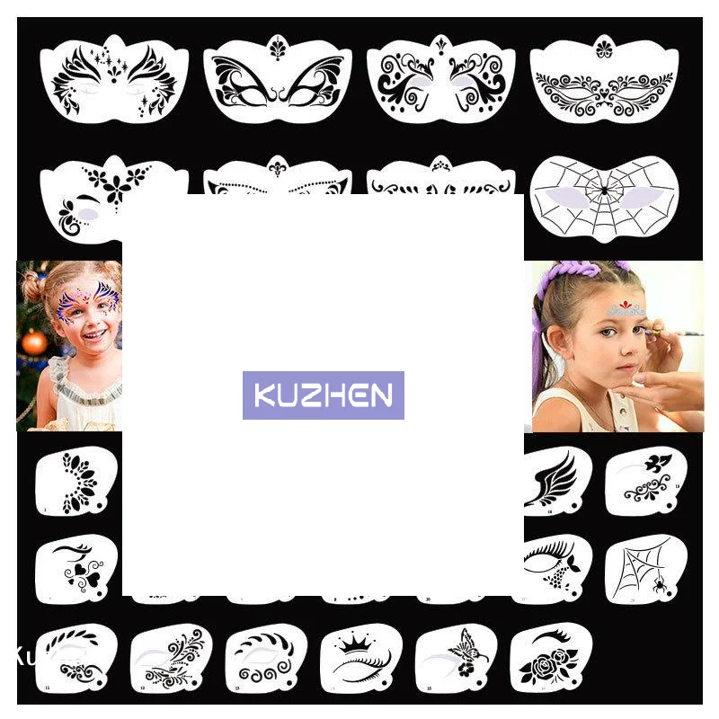 

Краска для лица, модные трафареты высокого качества, профессиональные трафареты для боди-арта, многоразовые для взрослых и детей, легко использовать шаблоны для