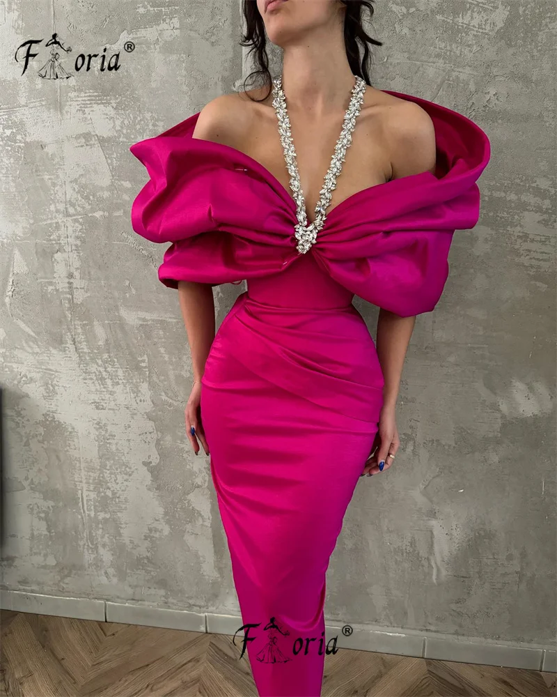 Halter Hot Pink Bodycon Prom Dresses with Wrap Crystal Off the Shoulder Floor Length Formal Occasion Dress vestidos de noche