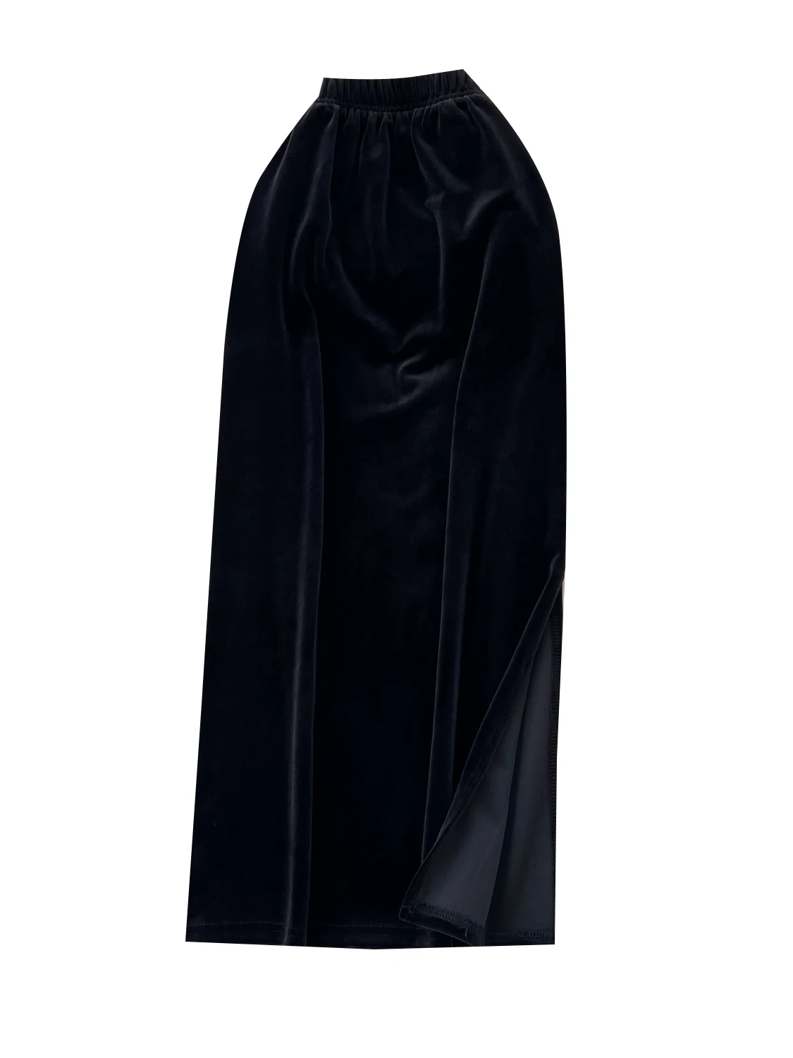 

High Waist Slimming Velvet Skirt with Slit for Women Spring Summer Ci Commute French Sle Splice Stand Fit A-Line Skirt