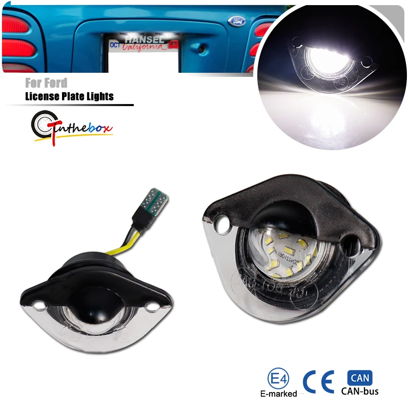 Gtinthebox Error Free Canbus T10 W5W 6000K White LED Car License Plate Lights For Ford Mustang 1994-2004 Rear Number Plate Lamp