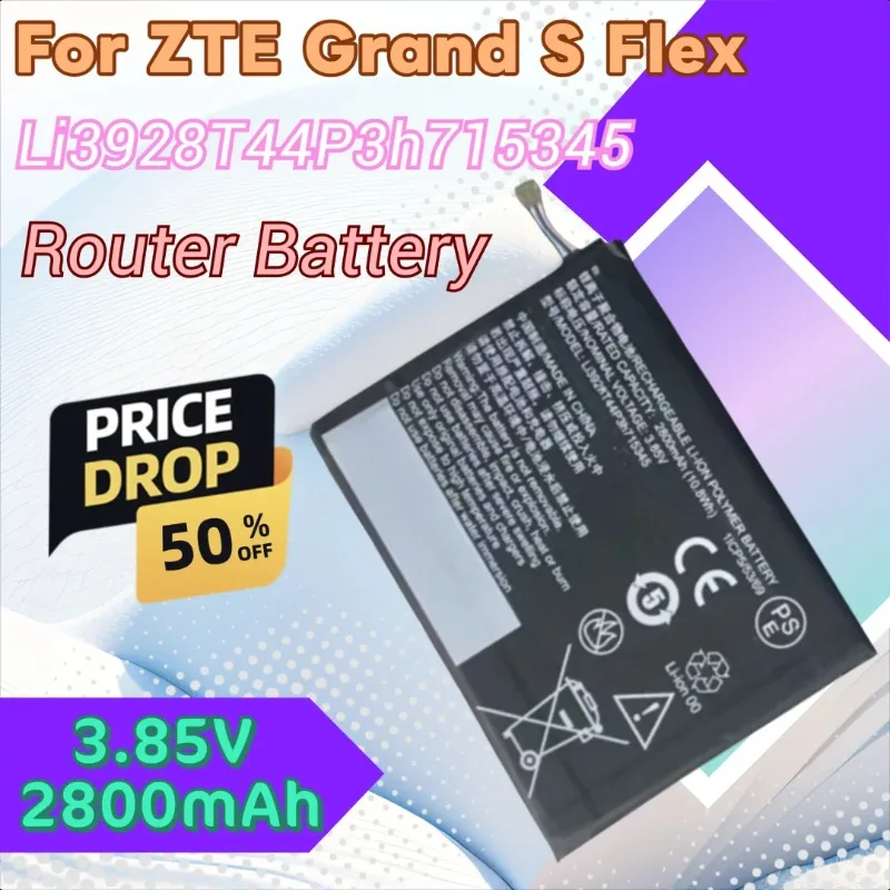 

100% New 3.85V 2800mAh Li3928T44P3h715345 High Quality Router Battery for ZTE Grand S Flex MF920 MF920S MF920W MF910/S/L /V/NL