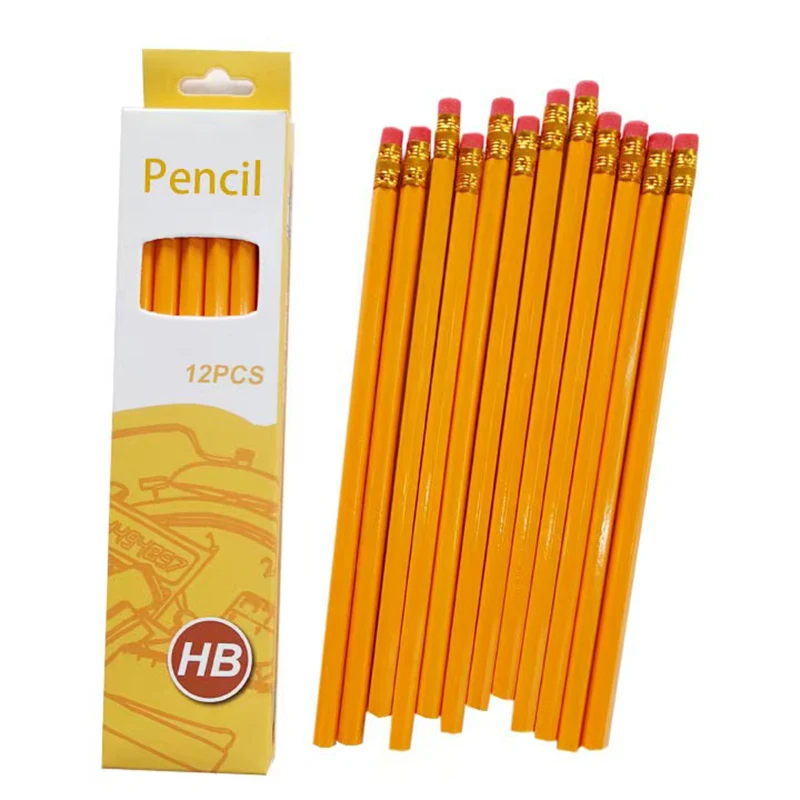 Pencils HB 12Pack Pencils Bulk Wood Pencils for Kids Sketching Drawing Yellow Pencils with Erasers Classroom  Teachers School Su