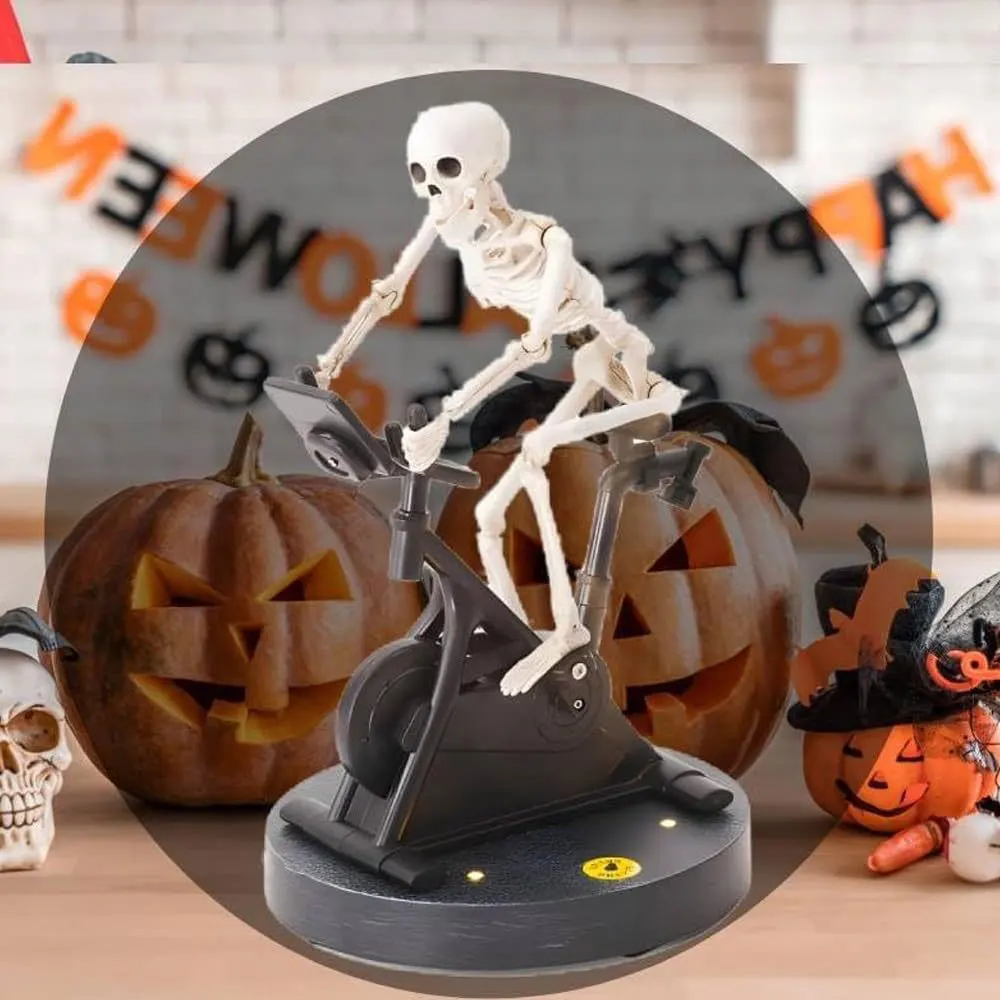 Funny Animatronic Skeleton, Skeleton Cycling Ornaments, Halloween Skeleton Decoration, Animated Skeleton Riding Bike