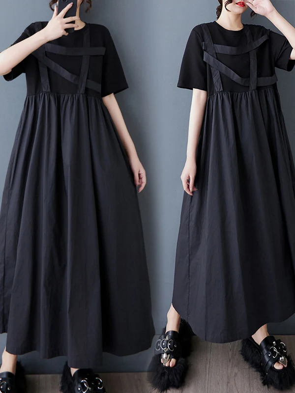 Faionable Grote Maat Gebreide Dr vrouwen Zomer Afslanken Lange Rok Belted k Sle Pendelen Koreaanse Sle Splice Dr