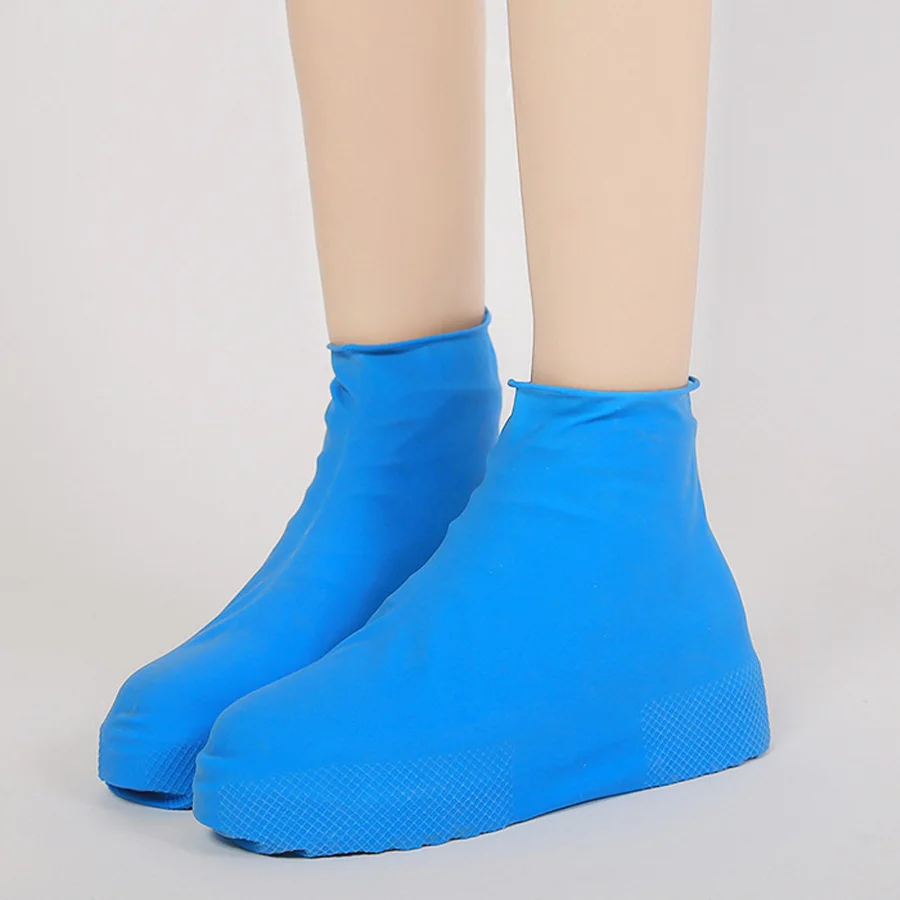 1 Pair of Reusable Latex Waterproof Rain Boot Cover Anti Slip Rubber Rain Boot Overshoes Outdoor Walking Shoe Cover