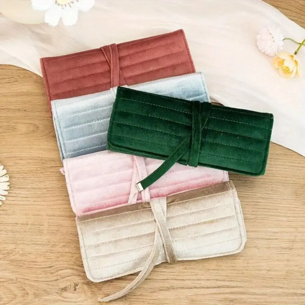 

Lace Up Velvet Jewelry Packing Bag Bracelet Necklace Large Capacity Jewelry Storage Bag Roll Pack Earrings Velvet Jewelry Holder