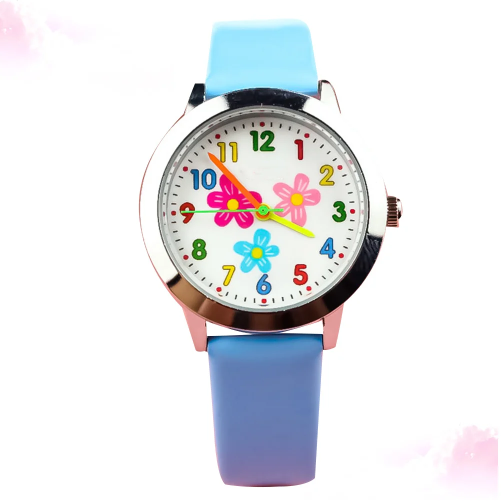 

Blue Flower Pattern Watch Creative Quartz Watch Fashion Adorable Birthday Gift Students Comfortable