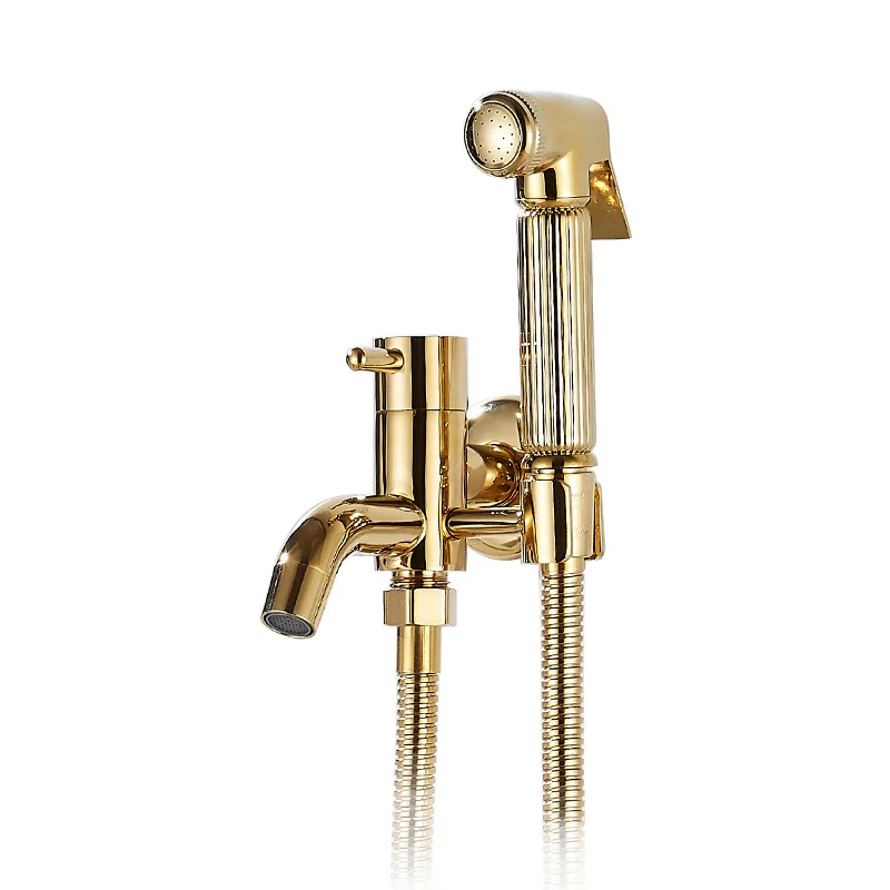 

Full copper titanium gold mop pool spray gun faucet balcony bathroom high pressure cleaning water gun toilet significant other