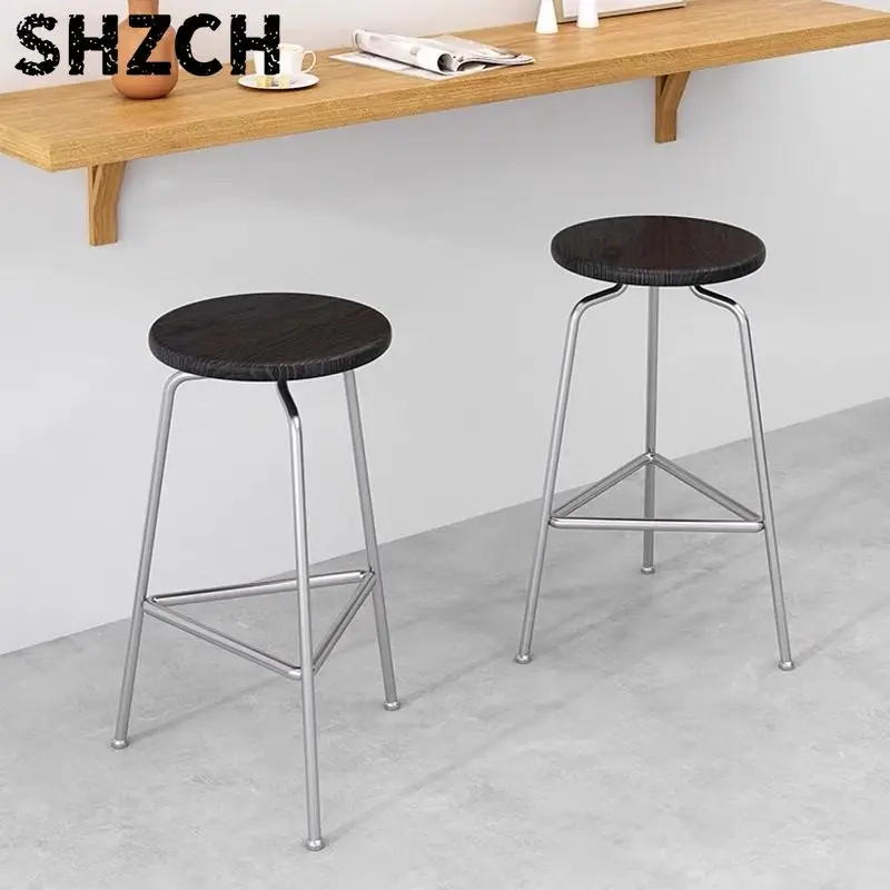 Bar Stool Designer High Chair Iron Art Wooden Seat Nordic Front Desk Simple Home Ant-inspired Furniture