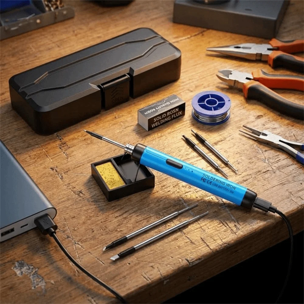 Wireless Electric Soldering Iron Set Adjustable Temperature Fast Heating Cordless Soldering Pen Set 5V 8W USB Rechargeable