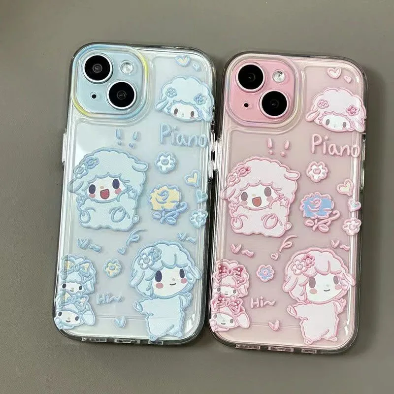 Cute little lamb in pink and blue Phone Case for iPhone 16 15 14 13 12 11 Pro Max XS X XR 8 7 Plus SE Y2K Soft Clear Cover