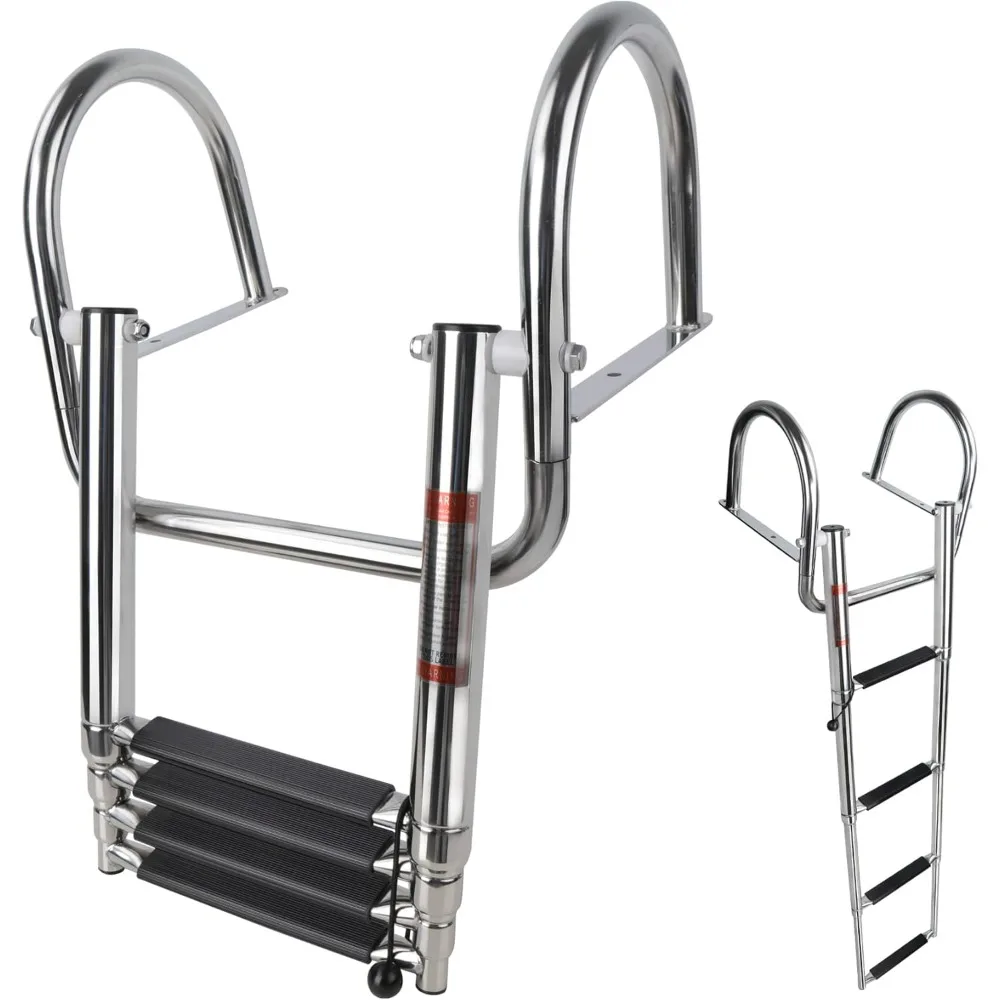 

4 Step Pontoon Boat Ladder, Pontoon Ladders for Pontoon Boats,Stainless Steel Rear Entry Inboard Ladders Over Platform
