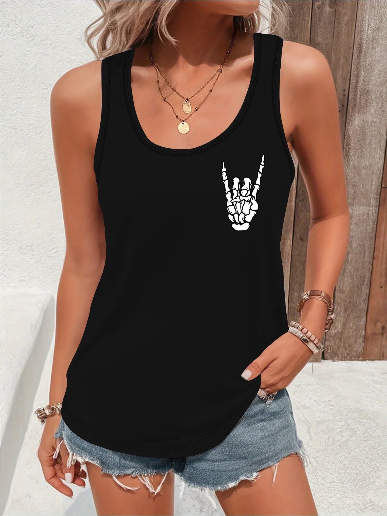 printed Summer women's loose and personalized dream catcher mesh printed vest top T-shirt comfortable sleeveless
