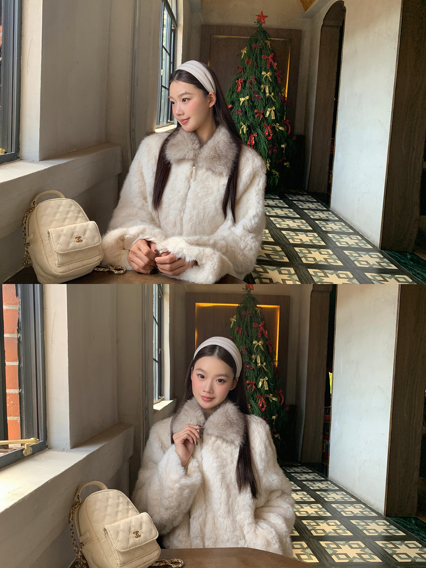 

Red Celebri Studio Women's Winter Coat 2025 New Sle Korean Sle White Fur Collar Cotton Jaet Long Sve Zipper Closure
