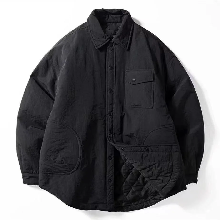 

Men's Casual Cotton Jaet Stand Collar Warmth Filled Loose Fit Autumn Winter Faion Ci Sle Polyester Long Sve