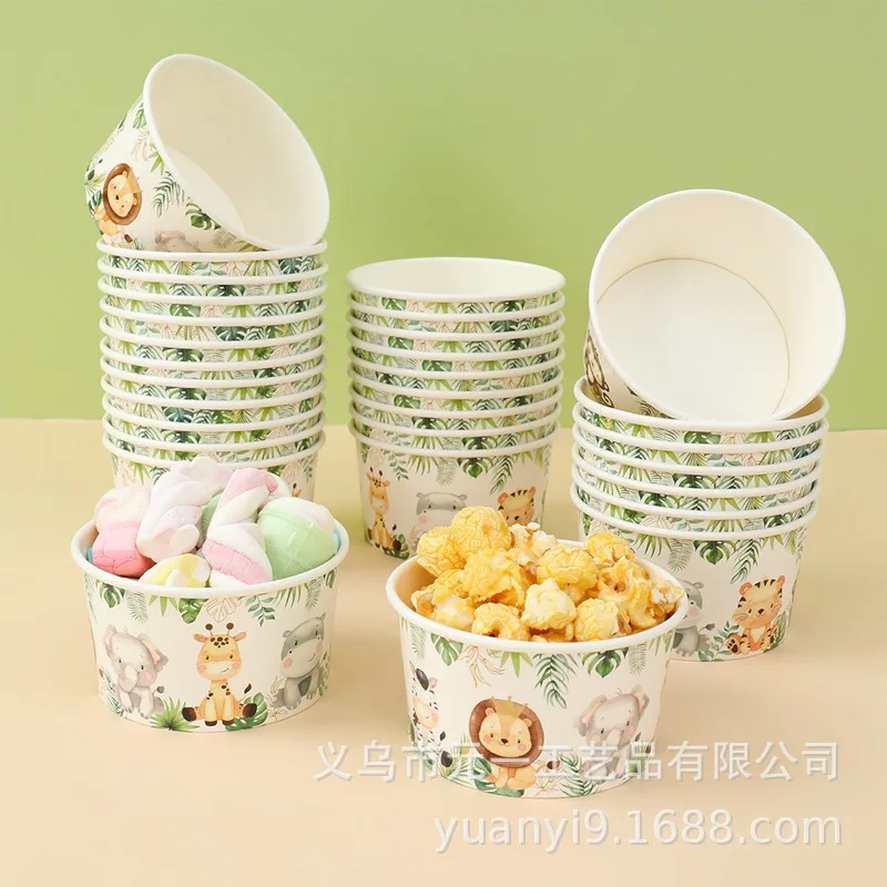 Safari Tier Papier Eisbecher Einweg Dessertschalen Snackbecher Zoo Tier Thema Dinosaurier Thema Geburtstag Party Supplies – Detail 3