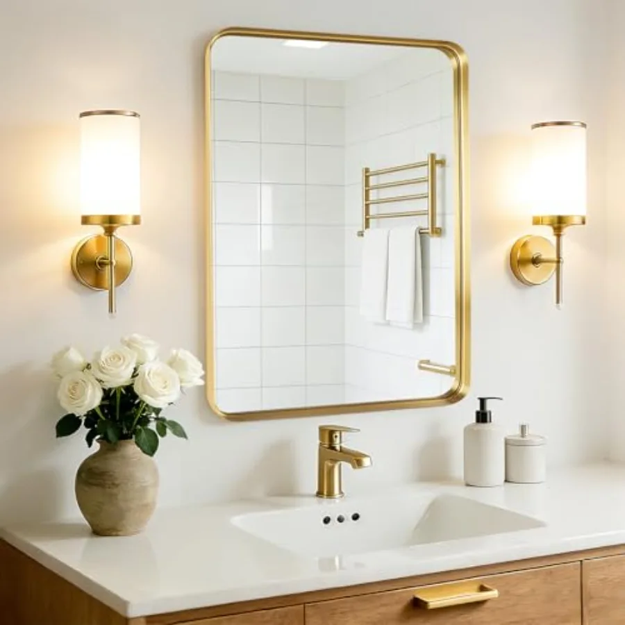 

Bathroom Sink Mirror - 30x36 Inch Frame Bathroom Mirror for Over Sink, Matte Rectangle Wall Mirror for Restroom, Entryway, Hang